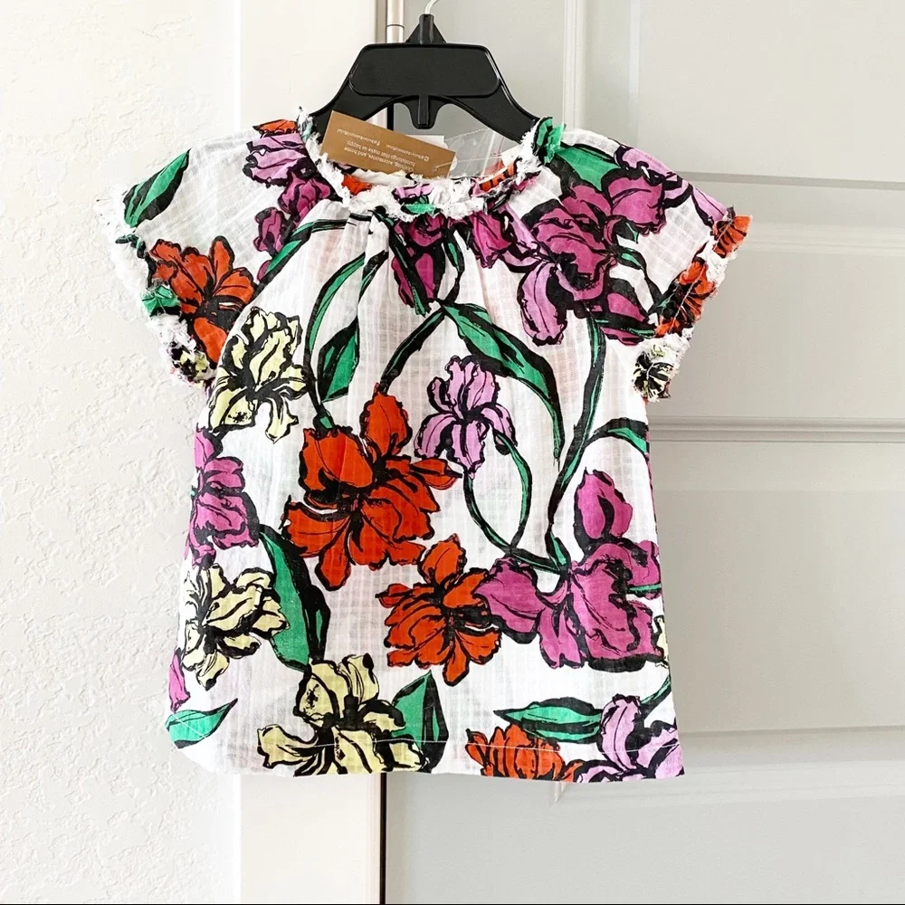 NWT Roller Rabbit Toddler Girls Jorales Hawaiian Print Cap Sleeve Top - Picture 2 of 4